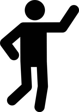 Siyah resimli bir adam yürüyor ve selamlıyor.