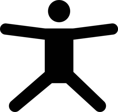 İki kolu ve iki bacağı açık bir adamın resmi.