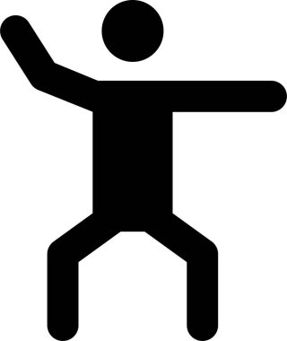 İki bacağı bükülmüş, kollarıyla bir şey fırlatan bir adamın resmi.