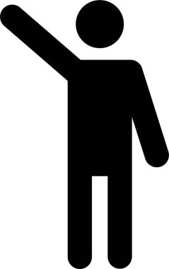 Siyah bir resim, bir kolu havada sallanan bir adam.