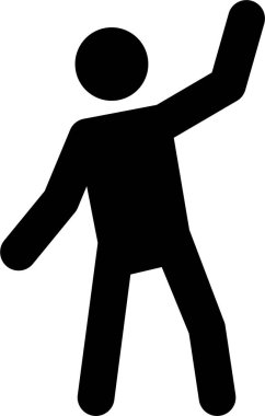 Siyah resimli bir adam tek elini sallıyor.