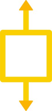 Bir merkez kare, içinde boşluk var ve iki ok iki tarafa da zıt yönlere bakıyor..