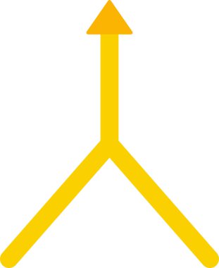 Düz sarı ok bölünme noktasından ilerleyerek devam ettiğini gösterir..