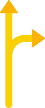 Üç yönde hareket gösteren iki ok: yukarı, sağ ve sol.