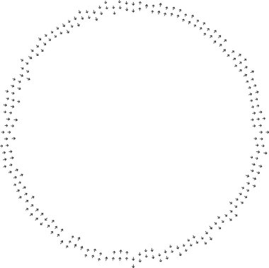 Büyük boş merkezin içinde ve dışında ok eğrisi.