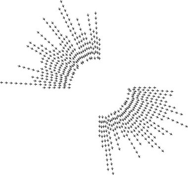 Uçak simgeleri iki uzun ışın yolu oluşturuyor..