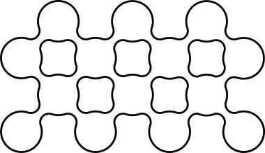 Boş çemberlerin modüler yapılandırması hafifçe yatay bir satırda hizalanmıştır.