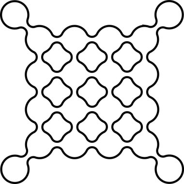 Küçük modüler kare ızgara oluşturan çizilmiş çemberlerin komplike düzeni.