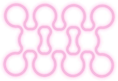 Küçültülmüş neon daireler yığını katmanlı bir modüler yapı oluşturur.