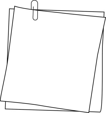 İnce çizim çizgileri ve kıvrımlı köşe çizgileri içeren bir ataç ile tek elle çizilmiş kağıt not..