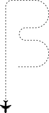 B şeklinde kıvrımlı çizgi yolu, uçağın sonunda..