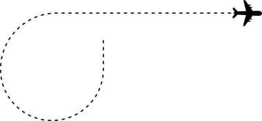 Düz ve dairesel çizgileri birleştiren çizgili bir yolu takip eden uçaklar.