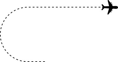 Uçak simgesi ile eğri çizgi rotası, bir dönüş göstergesi
