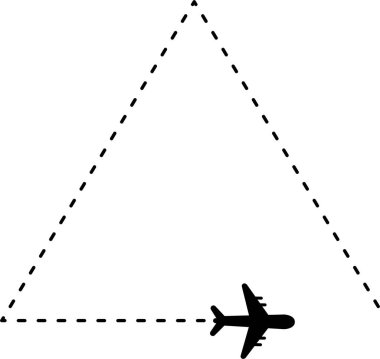 Üçgen şeklinde çizilmiş bir çizgi çizgisi var. Üç varış noktası olan temel seyahat yolları için mükemmel..