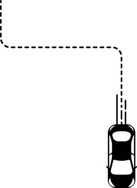 Yuvarlak köşeli çizgili çizgili üst görünüm araba simgesi.