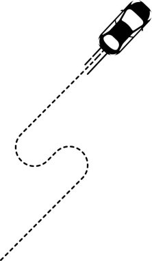 S biçimli nokta yolu ile en üstteki görünüm araba simgesi.