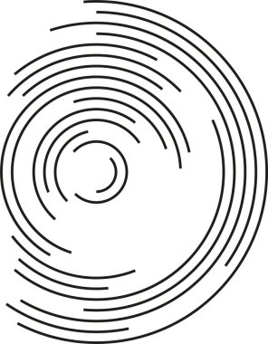 Eş merkezli daireler ve doğru parçalarıyla büyük dairesel bir şekil.