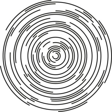 Düzensiz eşmerkezli daireler ve daireler içeren büyük dairesel bir şekil..