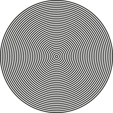 Düzenli eşmerkezli dairelerden oluşan büyük dairesel bir şekil..