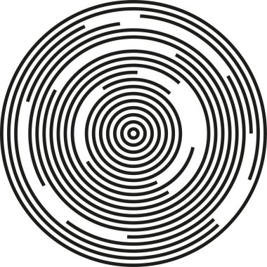 Birkaç daire dilimiyle eş merkezli çemberler.