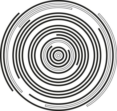 Düzensiz eşmerkezli daireler ve dokulu bir biçim için çevrenin segmentleri ile dairesel bir şekil.
