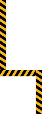 Bir merdiven basamağında iki köşeli bir ok. Sarı ve siyah köşeli çizgiler var..