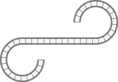 Dikdörtgeni iki parçaya bölen dikey çizgi film şeridi yolu.