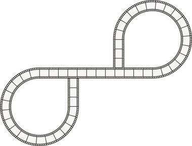 Dikdörtgeni iki parçaya bölen dikey çizgi film şeridi yolu.