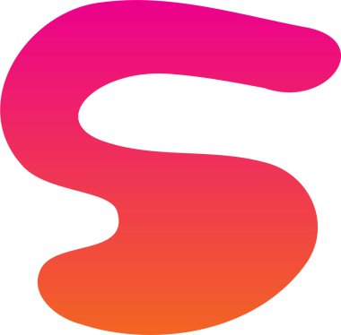 Pembeden turuncuya iki renk doğrusal gradyan ile doldurulmuş soyut S şeklinde çizim.