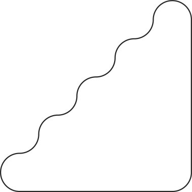 Yuvarlak köşeli ve kıvrımlı hatları olan beş basamaklı merdiven..