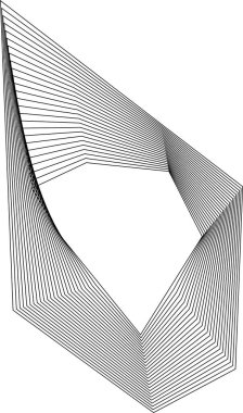 Konsantrasyon çizgileri ve içi boş merkezi olan katı kare formu güçlü kontür ve katmanlı grafik hareketini gösterir.