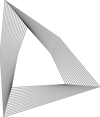 Eşmerkezli kare çizgiler üçgen şekillerle birleşerek boş merkez ve yönsel hareket yaratır..