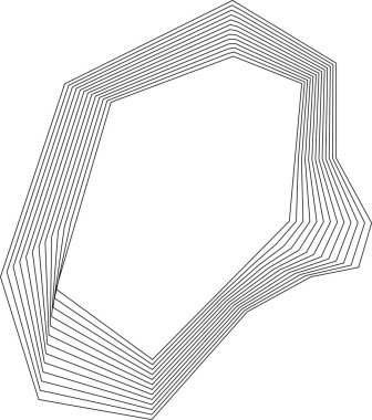 Organik sivri kenarlı eşmerkezli kare çizgiler akışkan geometrik hareket ve çevre çizgisi ile boş şekil oluşturur..