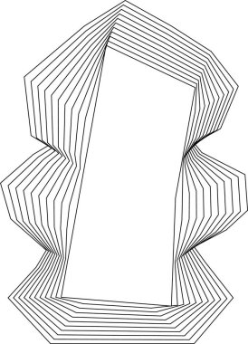 Freeform eşmerkezli kare çizgiler düzensiz hatlar ve katmanlı grafik hareketi ile soyut oyuk şekil oluşturur.