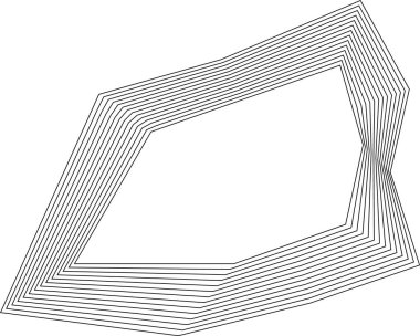 Keskin kenarlı şekil, geometrik katman ve içi boş merkezi gösteren eşmerkezli kare çizgilerle oluşturuldu.