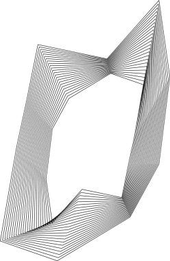 Düzensiz çokgen şekil eşmerkezli kare çizgiler ve soyut geometrik akışı gösteren oyuk merkez ile oluşturuldu.