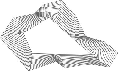 Boş merkez ve grafik akışını çevreleyen eşmerkezli kare çizgiler tarafından oluşturulan düzensiz kenarlı kare form.