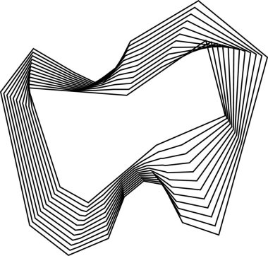 Düz çizgili minimalist sanat şekli eşmerkezli kare çizgiler ve doğrusal hareketli oyuk merkezli.