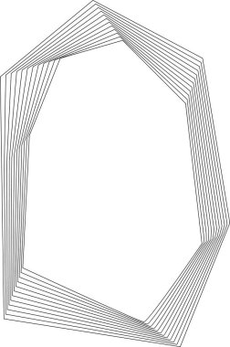 İçi boş ve sıvı geometrik hareketli eşmerkezli kare çizgilerden oluşan organik sürüklenme şekli.