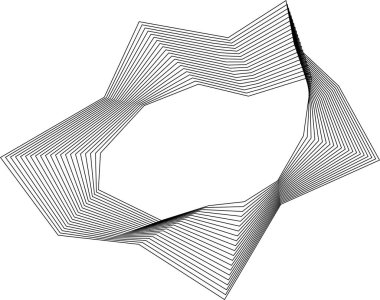 Özmerkezli ve geometrik katmanlı hareketli özmerkezli kare çizgilerden oluşan soyut sivri uçlu form.