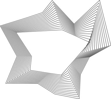 Keskin kenarlı kare şekiller eşmerkezli kare çizgiler ve geometrik katmanlı hareketleri gösteren içi boş merkezler..