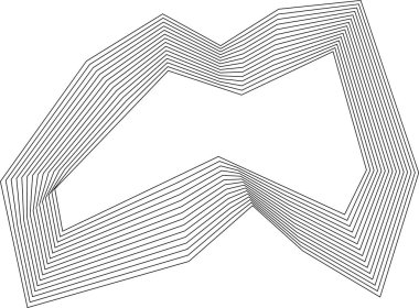 Basit eşmerkezli kare çizgiler ve içi boş geometrik konturlar tarafından oluşturulan katı element.
