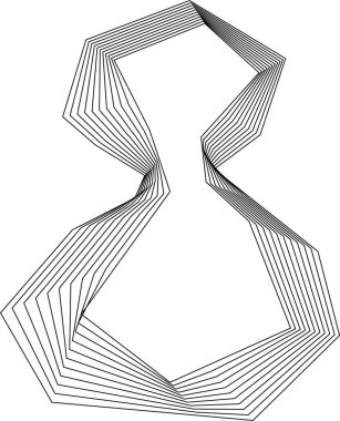 Eşmerkezli çizgiler içeren kare şekil simetrik doğrusal hatlar ve hareketlerle kum saati benzeri bir siluet oluşturur.