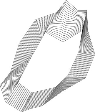 Düz eşmerkezli çizgileri olan uzatılmış çokgen şekil keskin geometrik kenarlı gerilmiş doğrusal tasarım yaratıyor.