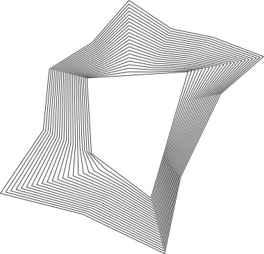 Organik şekilli kare ve düz eşmerkezli çizgiler geometrik ve sıvı formları harmanlayan doğal bir akış şekli oluşturur..