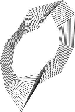 Eş merkezli doğrusal çizgileri olan eşsiz katı kare formu keskin açıları ve hatları olan yapılandırılmış geometrik desen üretiyor..