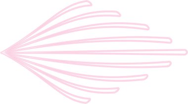 Çoklu şişirilmiş neon hatları merkezi bir noktadan dışarıya doğru yayılır ve dinamik bir etki yaratır..