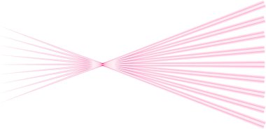 Paralel neon çizgiler tek bir noktada birleşir ve dışa doğru yayılarak yönsel bir hareket etkisi yaratır..