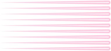 Paralel neon etkisi çizgileri kalınlığı kademeli olarak azaltarak, azalan bir hareket hissi verir..