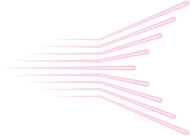 Paralel neon etki çizgileri üçgen uçlara ayrılır ve radyasyonlu kalın kesitler etkiyi arttırır..